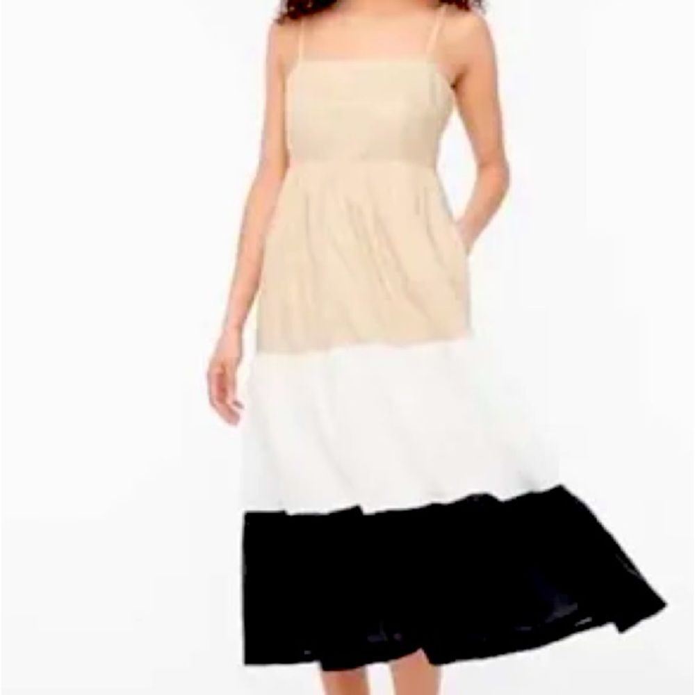 J. Crew Beige, White, and Black Colorblock Dress